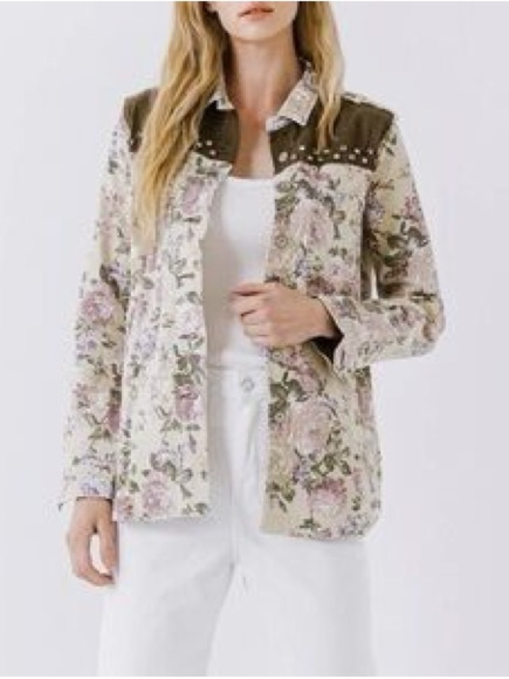 English Rose Floral Studded Utility Jacket - Picture 6 of 7